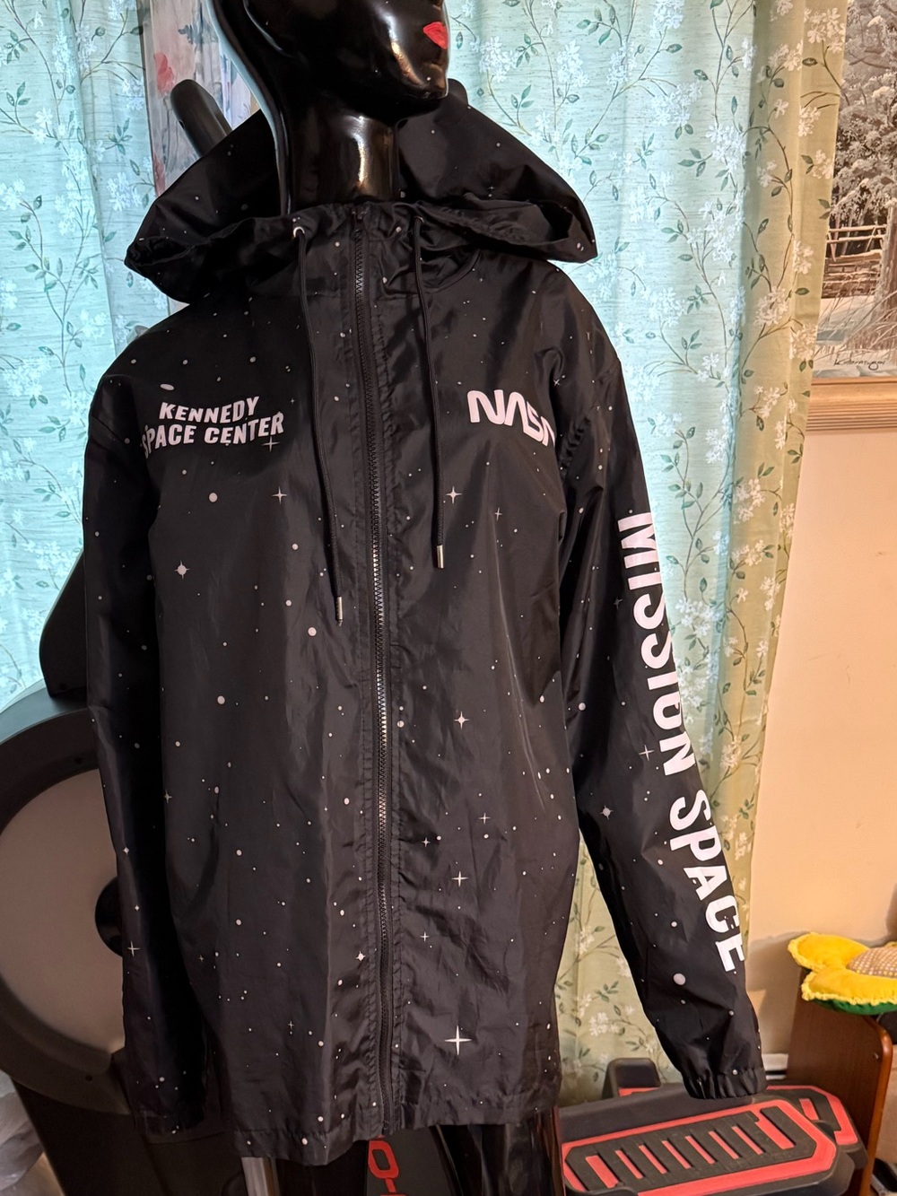 NASA Kids' Black Space-Print Hooded Raincoat